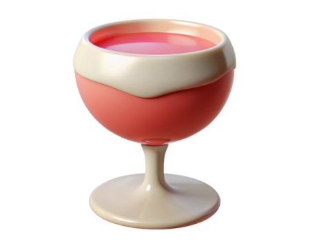 Elegant stylized cartoon wineglass containing ros? wine refreshing cool drink celebration alcohol drink icon 3d illustration isolated on transparent background