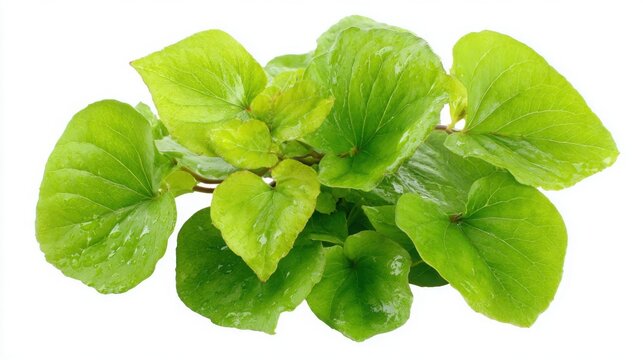  "Fresh Houttuynia Cordata (Plu Kaow) Leaves Isolated on White"