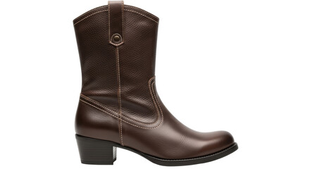 Isolated Brown Leather Cowboy Boot