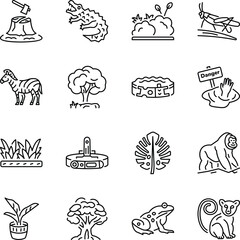 Obraz premium Pack of Rainforest Animals Linear Style Icons 