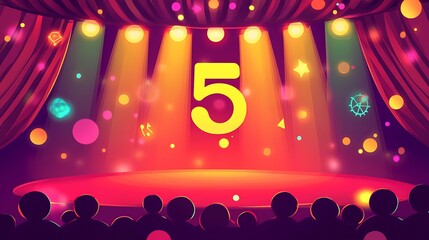 Stage backdrop illustration number five celebration
