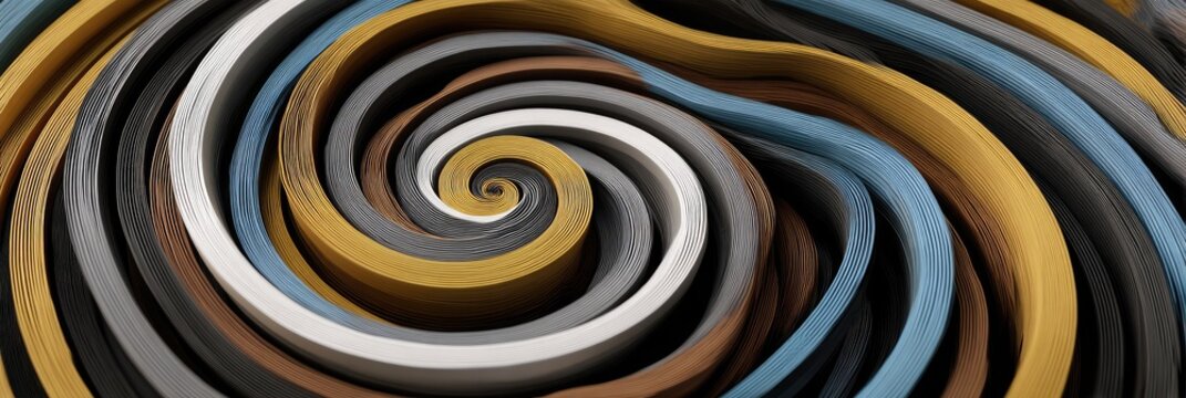 Abstract spiral design with layered, curved shapes