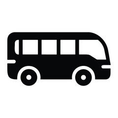 An isolated vector illustration of a vintage red school bus for public transportation icon