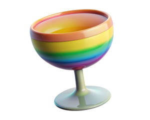 Rainbow pride cocktail celebration symbol party drink lgbtq inclusivity design beverage glass 3d illustration isolated on transparent background