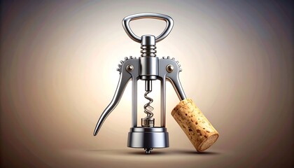 Metal corkscrew and cork