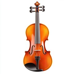 Fototapeta premium Wooden violin, orange-brown, vertical, isolated