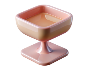 Square coupe cocktail glass filled with light brown liquid pastel pink design 3d illustration isolated on transparent background