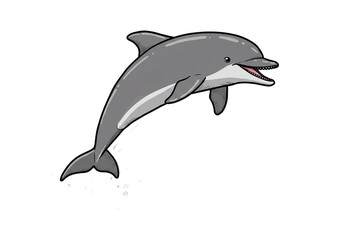 Fototapeta premium Jumping Dolphin Cartoon Illustration on Black Background png, isolated on transparent background
