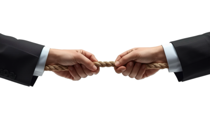 Dramatic Close Up Hands Grasping and Pulling Rope In Business Competition