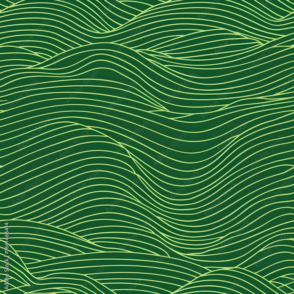 Poster green rolling hills seamless pattern. abstract wavy landscape with undulating lines. nature inspired