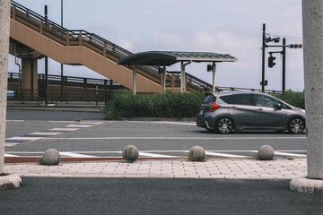 白兎神社、神社前の道路、鳥取、日本