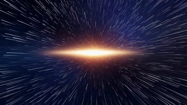 Seamless loop video of flying through starfield into glowing galactic core &mdash; warp speed hyperspace travel effect for sci-fi, space, or futuristic projects.