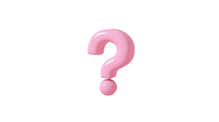 Glossy Pink Rendered Question Mark Symbol Icon Isolated with Black Background