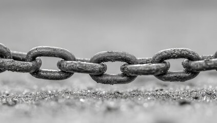 Obraz premium Close-up of a weathered metal chain lying across a textured surface