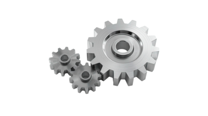 Realistic Detailed Silver Gear Mechanism Component Part Industrial Illustration