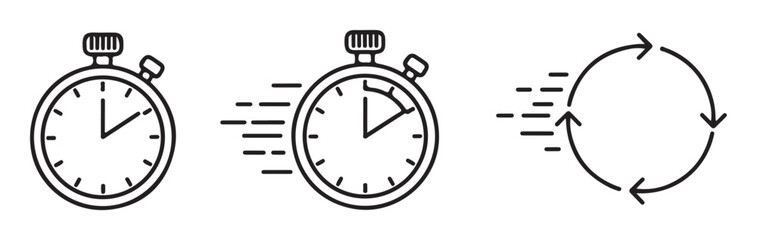 Fast Time Stopwatch and Quick Cycle Vector Icons