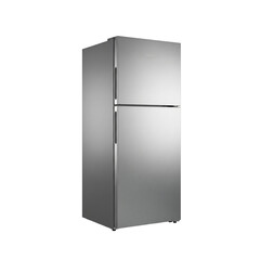 Modern stainless steel refrigerator isolated on transparent background