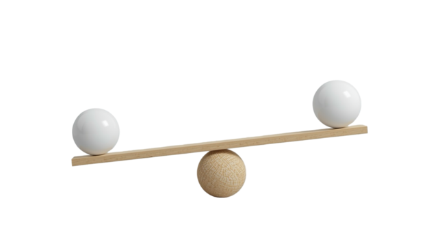 Minimalist Wooden Balance with Spheres Representing Equilibrium and Harmony