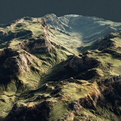 Fototapeta premium 3D mesh of hilly terrain with realistic texture