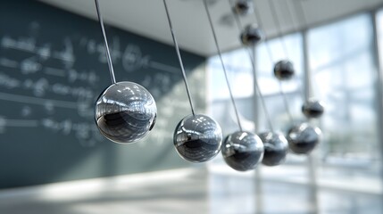 Newton's cradle physics pendulum balls momentum conservation science education kinetic energy demonstration motion