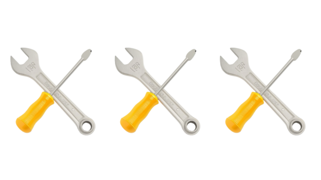 Realistic Multiple Wrench and Screwdriver Cross Tools Equipment Illustration