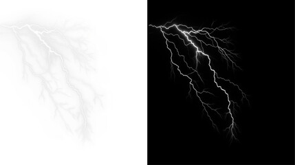 Lightning, electric, bolt, background, effect PNG. Isolated thunder flash PNG on dark transparent...