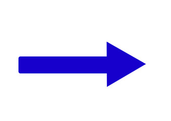 Simple blue arrow pointing toward the right direction on transparent background