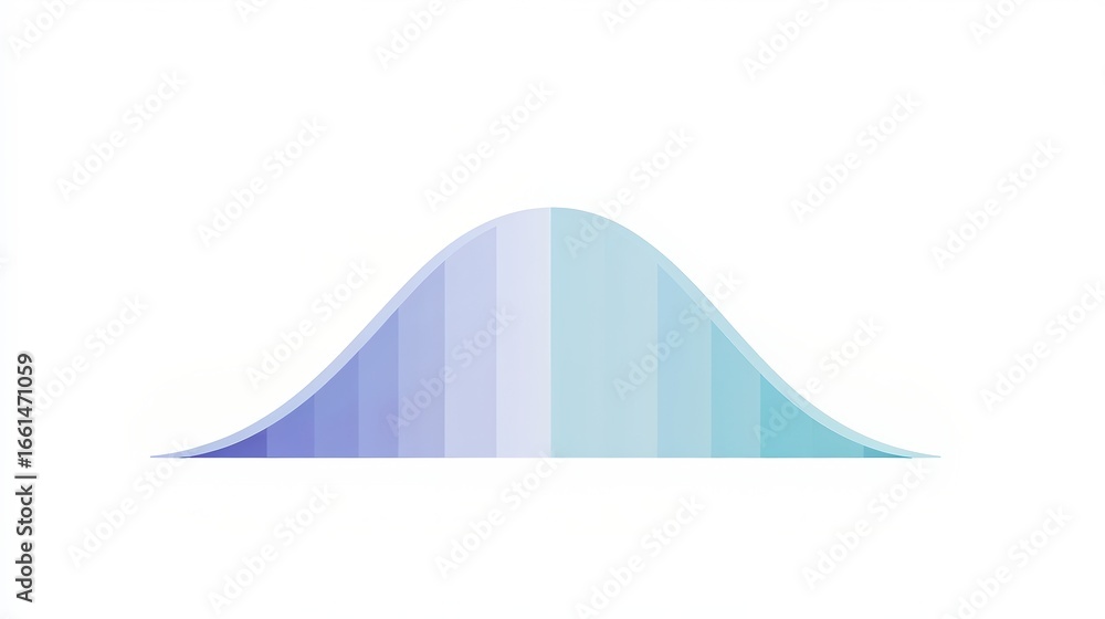 Poster a smooth, curving graph with varying shades of blue, representing a distribution curve commonly used