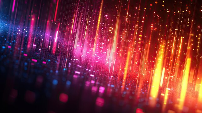 Abstract Digital Light Rain Falling Downward