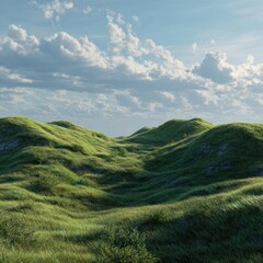 Fototapeta premium 3D model landscape hill scene with grass overlay