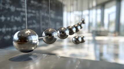 Newton's cradle balls pendulum physics science motion momentum kinetic energy office decor steel balance balls