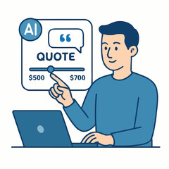 Freelancer choosing AI quote Illustration