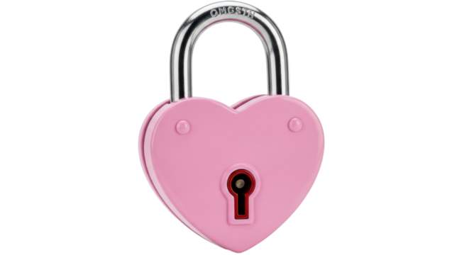 Isolated Heart Shape Pink Padlock