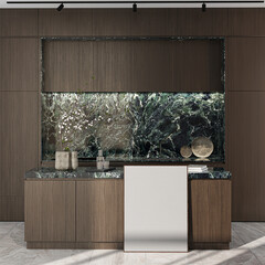 Modern Living Room Poster Frame Mockup with Natural Light and Minimalist Decoration. 3D render.