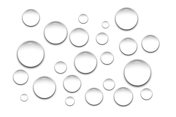 Realistic water droplet PNG,  Realistic drops on an isolated transparent background.
