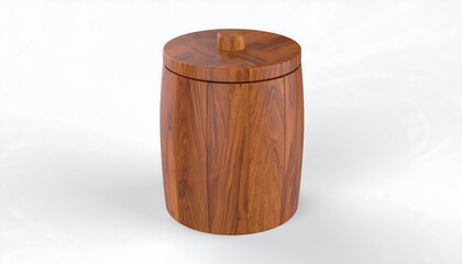 Wooden Barrel Container, Lidded, Studio Shot