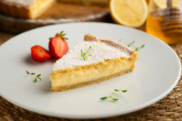 Nonna's Tart. Italian shortcrust pastry tart filled with lemon cream. Traditional recipe from the Italian nonna.