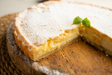 Nonna's Tart. Italian shortcrust pastry tart filled with lemon cream. Traditional recipe from the Italian nonna.