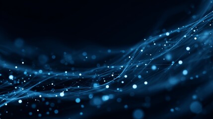 Abstract blue business background with dynamic technology network connections, digital data flow, futuristic corporate growth concept, modern innovation and financial strategy visualization