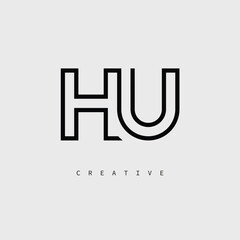 HUbCreative Letter Logo – Minimal Line Monogram in Black Outline for Modern Branding Identity Design.