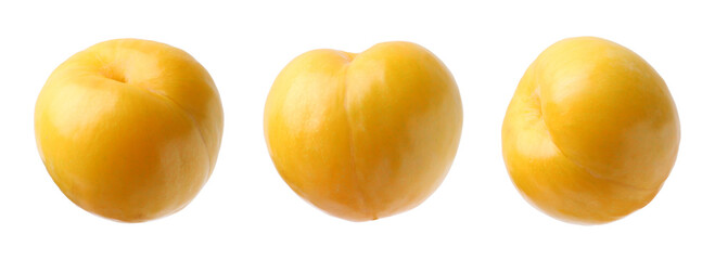 Fresh ripe cherry plums isolated on white, set