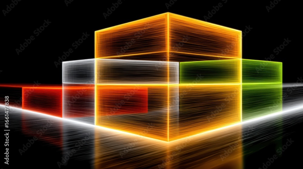 Poster futuristic digital background showcasing an abstract composition of three dimensional cubes illumina