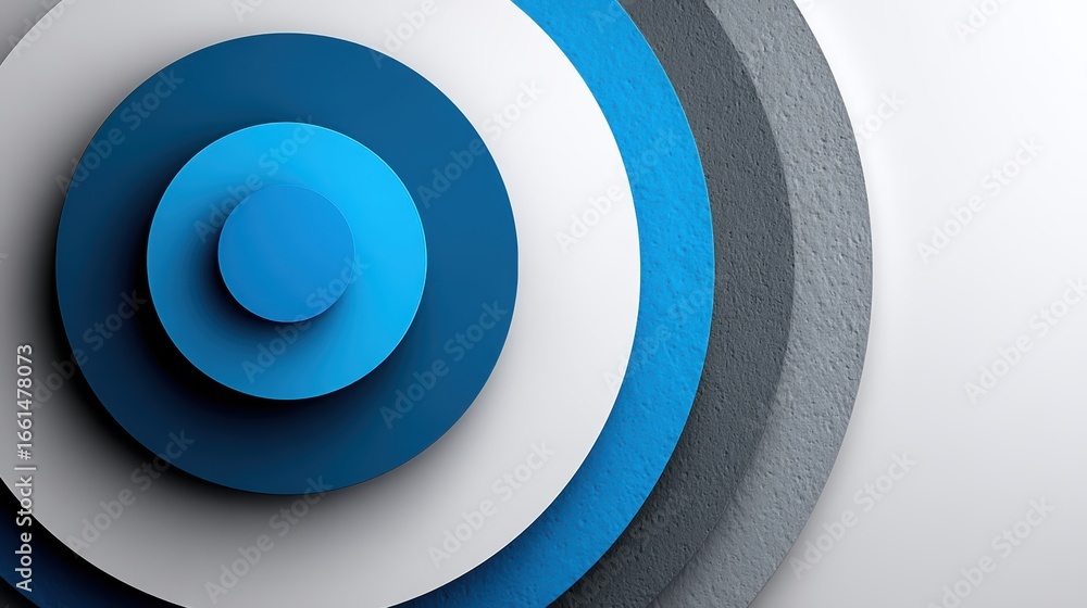 Poster a minimalist abstract background featuring a perfect geometric shape a single bold blue and white ci