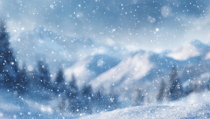 Snowy mountain landscape, winter scene