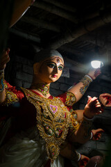 Traditionally, Durga idol creation for Durga puja