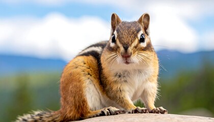 Naklejka premium Chipmunk portrait outdoors