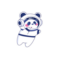 A Cute Panda Dressed as an Astronaut digital illustration Cartoon