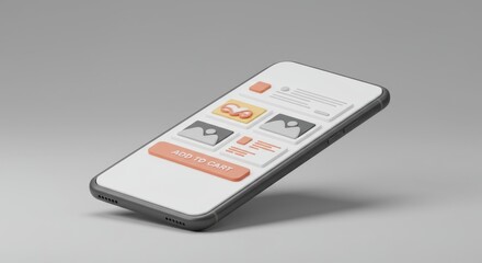 Stylish mobile device showcasing e-commerce app interface with 'add to cart' button