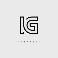 IG Creative Letter Logo – Minimal Line Monogram in Black Outline for Modern Branding Identity Design.