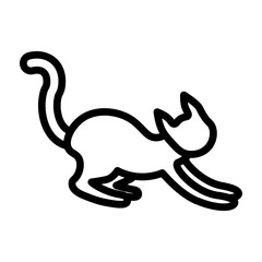 Purring Cat Vector Line Icon Design